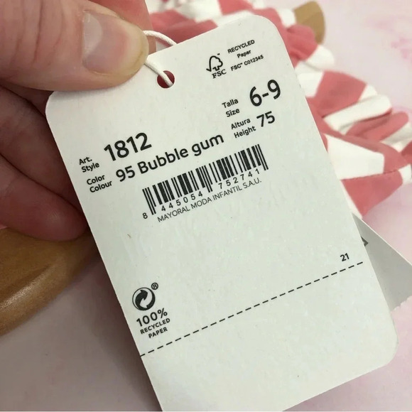 NWT Mayoral dress short sleeve pink and white stripes size 6-9 months - Picture 5 of 9